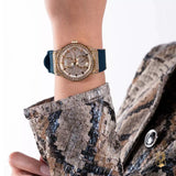 Guess Multifunction Crystals Rose Gold Dial Blue Rubber Strap Watch For Women - GW0439L4 Buy Now By Guess