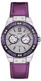 Guess Limelight Quartz Silver Dial Purple Leather Strap Watch For Women - W0775L6 Buy Now By Guess