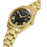 Guess Luna Diamonds Black Dial Gold Steel Strap Watch for Women - GW0307L2 Buy Now By Guess