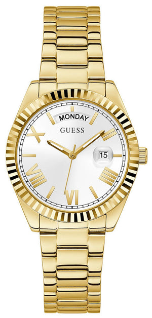 Guess Luna White Dial Gold Steel Strap Watch for Women - GW0308L2 Buy Now By Guess