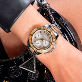 Guess Frontier Chronograph Crystals Silver Dial Two Tone Steel Strap Watch for Men - W0799G4 Buy Now By Guess