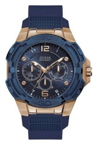 Guess Genesis Quartz Blue Dial Blue Silicone Strap Watch For Men - W1254G3 Buy Now By Guess