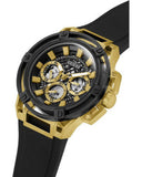 Guess Matrix Multifunction Gold Dial Black Rubber Strap Watch For Men - GW0423G2 Buy Now By Guess