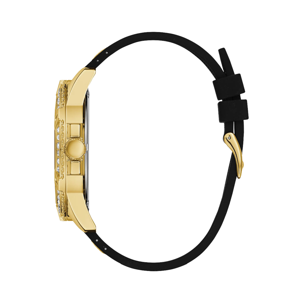 Guess Frontier Crystals Black Dial Black Silicone Strap Watch For Men - W1132G1 Buy Now By Guess