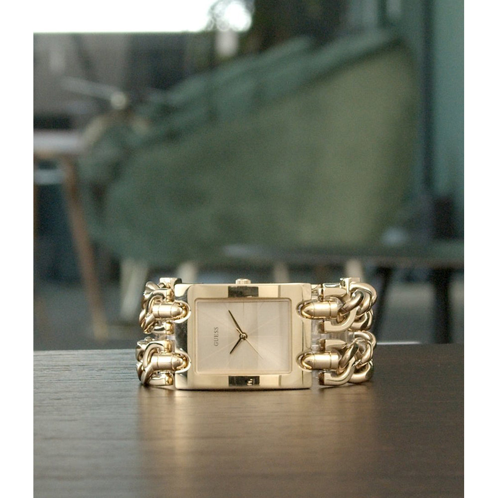Guess Mod Heavy Metal Gold Dial Gold Steel Strap Watch For Women - W1117L2 Buy Now By Guess