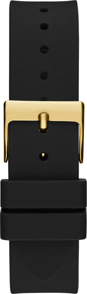 Guess Queen Quartz Gold Dial Black Silicone Strap Watch For Women - GW0536L3 Buy Now By Guess
