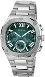 Guess Headline Quartz Green Dial Silver Steel Strap Watch For Men - GW0572G6 Buy Now By Guess