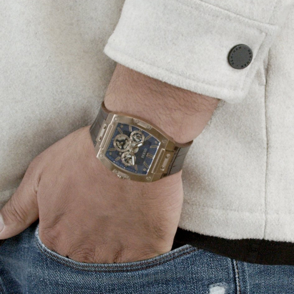 Guess Phoenix Multifunction Blue Dial Brown Leather Strap Watch for Men - GW0202G2 Buy Now By Guess