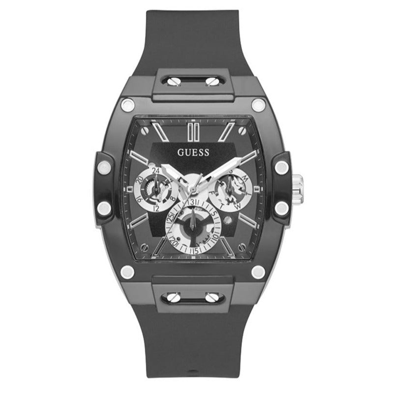 Guess Phoenix Multifunction Black Dial Black Rubber Strap Watch for Men - GW0203G3 Buy Now By Guess
