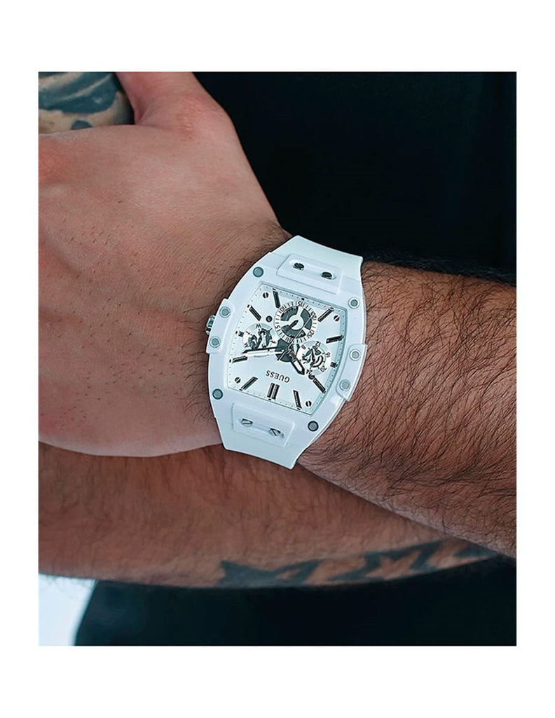 Guess Phoenix Multifunction White Dial White Rubber Strap Watch for Men - GW0203G2 Buy Now By Guess