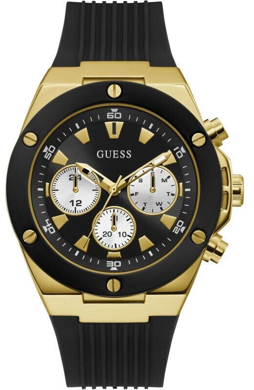 Guess Poseidon Chronograph Black Dial Black Rubber Strap Watch for Men - GW0057G1 Buy Now By Guess