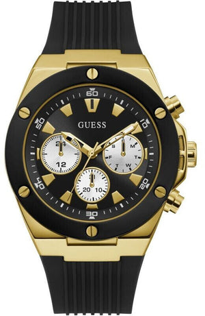 Guess Poseidon Chronograph Black Dial Black Rubber Strap Watch for Men - GW0057G1 Buy Now By Guess