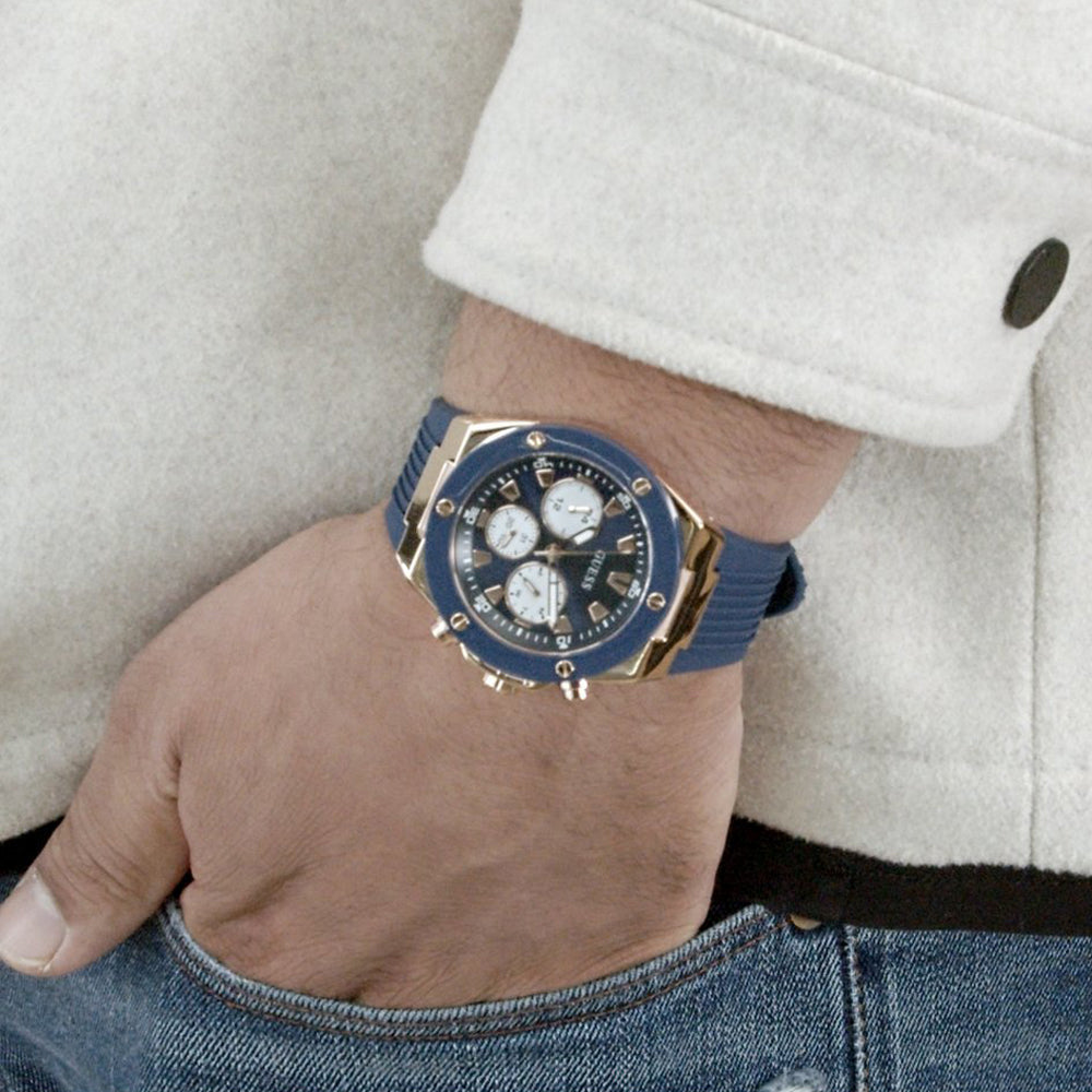 Guess Poseidon Blue Dial Blue Rubber Strap Watch for Men - GW0057G2 Buy Now By Guess