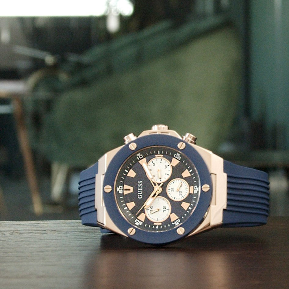 Guess Poseidon Blue Dial Blue Rubber Strap Watch for Men - GW0057G2 Buy Now By Guess