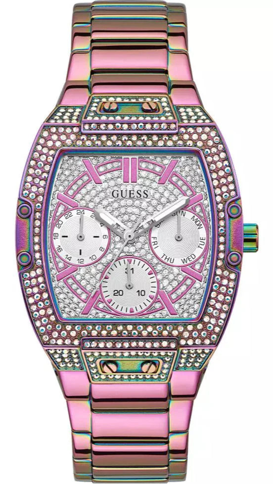 Guess Phoenix Chronograph Crystals Silver Dial Pink Steel Strap Watch For Women - GW0104L4 Buy Now By Guess