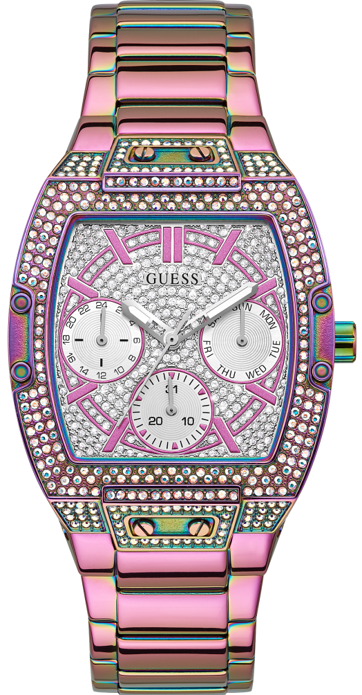 Guess Phoenix Chronograph Crystals Silver Dial Pink Steel Strap Watch For Women - GW0104L4 Buy Now By Guess