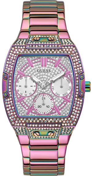 Guess Phoenix Chronograph Crystals Silver Dial Pink Steel Strap Watch For Women - GW0104L4 Buy Now By Guess