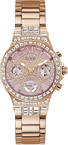 Guess Glitz Multi Function Diamonds Pink Dial Rose Gold Steel Strap Watch for Women - GW0320L6 Buy Now By Guess