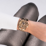 Guess Queen Multifunction Rose Gold Dial Rose Gold Steel Strap Watch For Women - GW0464L3 Buy Now By Guess