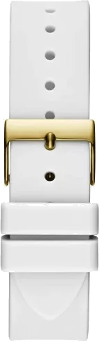 Guess Queen Quartz Gold Dial White Silicone Strap Watch For Women - GW0536L2 Buy Now By Guess
