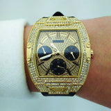 Guess Raven Diamonds Champagne Dial Black Rubber Strap Watch For Women - GW0105L2 Buy Now By Guess