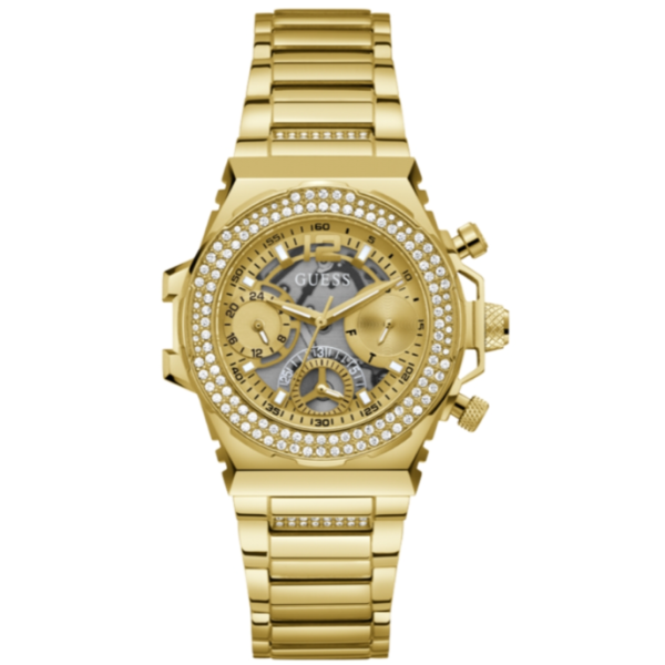 Guess Fusion Chronograph Gold Dial Gold Steel Strap Watch for Women - GW0552L2 Buy Now By Guess