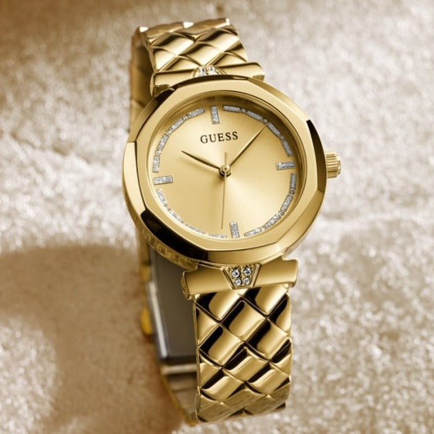 Guess Rumour Quartz Gold Dial Gold Steel Strap Watch For Women - GW0613L2 Buy Now By Guess