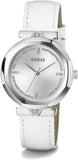 Guess Rumour Silver Dial White Leather Strap Watch For Women - GW0689L1 Buy Now By Guess