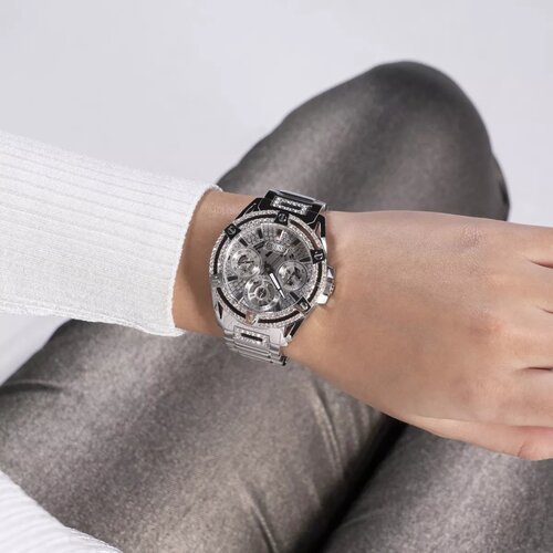 Guess Heiress Multifunction Diamonds Silver Dial Silver Steel Strap Watch for Women - GW0440L1 Buy Now By Guess