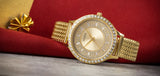 Guess Soiree Diamonds Gold Dial Gold Mesh Bracelet Watch for Women - GW0402L2 Buy Now By Guess