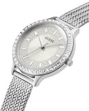 Guess Chelsea Mother of Pearl White Dial Silver Mesh Strap Watch For Women - W0647L1 Buy Now By Guess