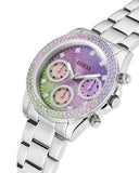 Guess Sol Chronograph Crystals Multicolor Dial Silver Steel Strap Watch For Women - GW0483L1 Buy Now By Guess