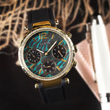 Guess Solstice Green Dial Black Rubber Strap Watch for Women - GW0113L1 Buy Now By Guess