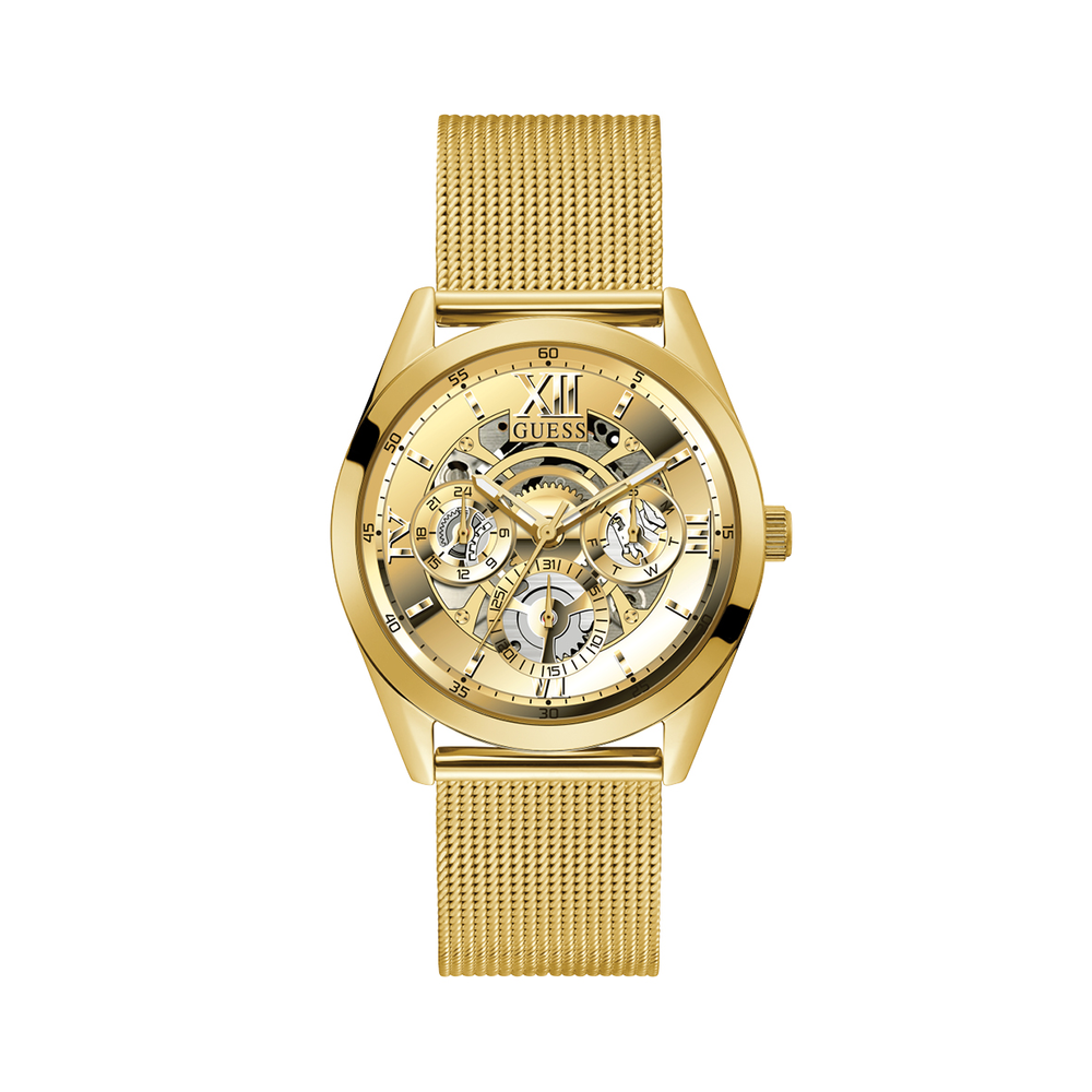 Guess Tailor Multifunction Gold Dial Gold Mesh Bracelet Watch for Men - GW0368G2 Buy Now By Guess