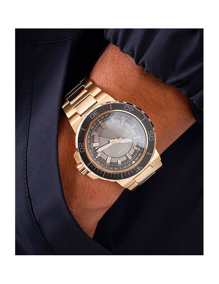 Guess Track Grey Dial Gold Steel Strap Watch for Men - GW0426G2 Buy Now By Guess