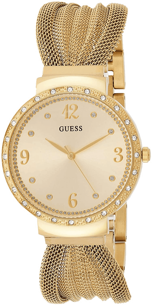 Guess Chiffon Gold Dial Gold Mesh Bracelet Watch For Women - W1083L2 Buy Now By Guess