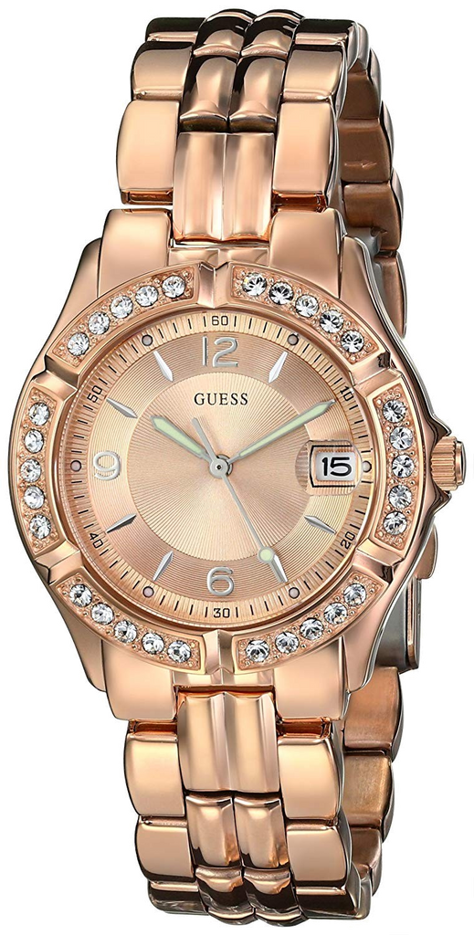 Guess Crystal Diamonds Rose Gold Dial Rose Gold Steel Strap Watch For Women - W11069L1 Buy Now By Guess