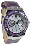 Guess Limelight Quartz Silver Dial Purple Leather Strap Watch For Women - W0775L6 Buy Now By Guess