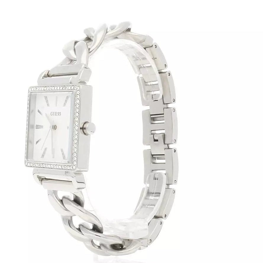 Guess Vanity Diamonds White Dial Silver Steel Strap Watch for Women - W1030L1 Buy Now By Guess