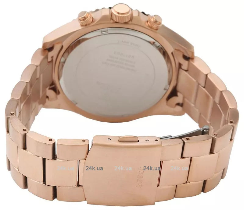 Guess Chaser Chronograph Black Dial Rose Gold Steel Strap Watch for Men - W0170G3 Buy Now By Guess