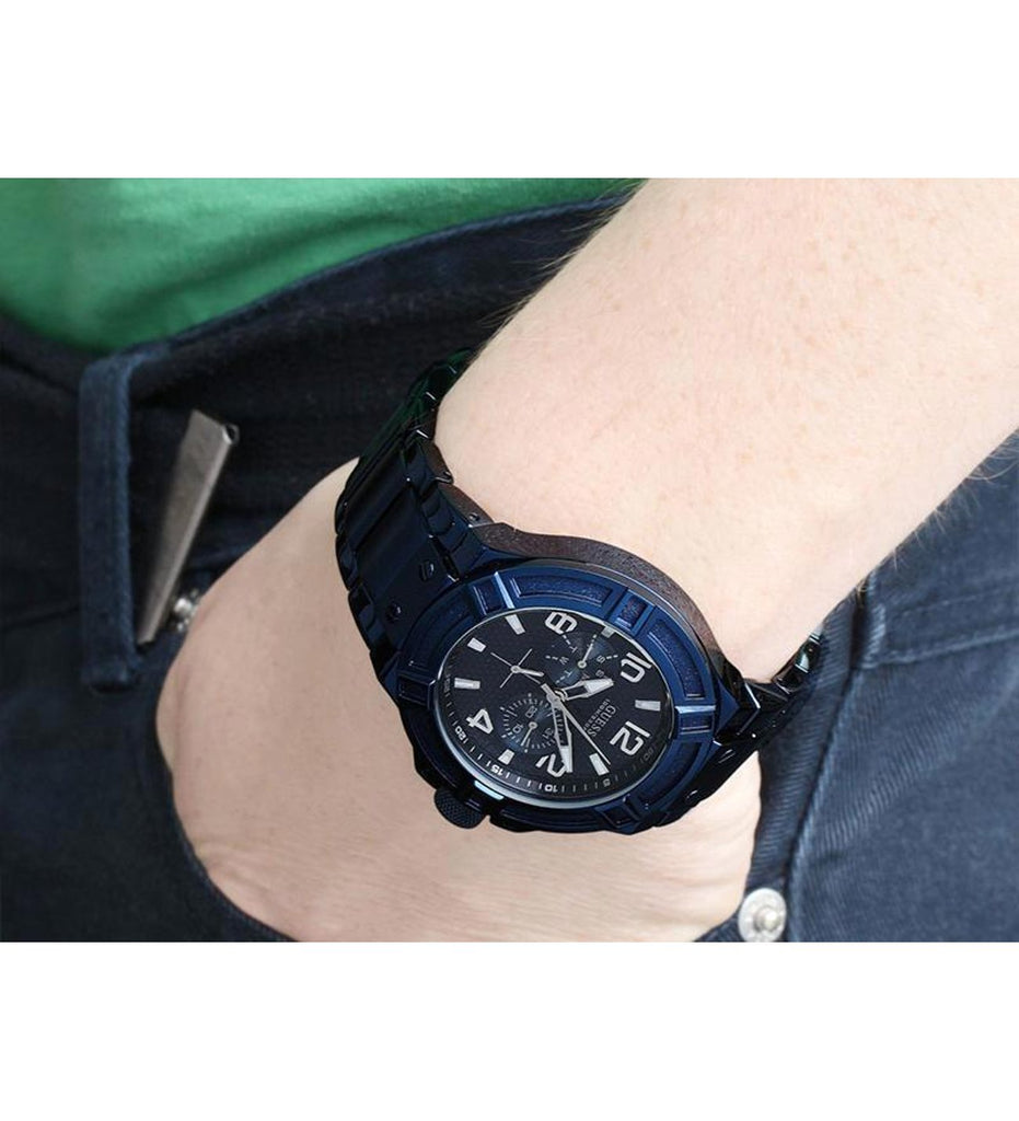 Guess Rigor Multifunction Black Dial Blue Steel Strap Watch for Men - W0218G4 Buy Now By Guess