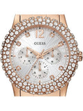 Guess Dazzler Diamonds Silver Dial Rose Gold Steel Strap Watch for Women - W0335L3 Buy Now By Guess