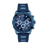Guess Velocity Chronograph Blue Dial Blue Rubber Steel Strap Watch for Men - W0599G4 Buy Now By Guess