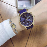 Guess Sunrise Blue Dial with Diamonds Blue Rubber Strap Watch For Women - W0616L2 Buy Now By Guess