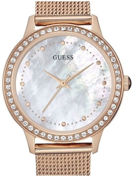 Guess Chelsea Mother of Pearl White Dial Rose Gold Mesh Strap Watch For Women - W0647L2 Buy Now By Guess