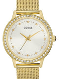 Guess Chelsea Crystals Mother of Pearl White Dial Gold Mesh Bracelet Watch For Women - W0647L7 Buy Now By Guess
