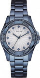 Guess Pinwheel Analog Silver Dial Blue Steel Strap Watch for Women - W0702L1 Buy Now By Guess