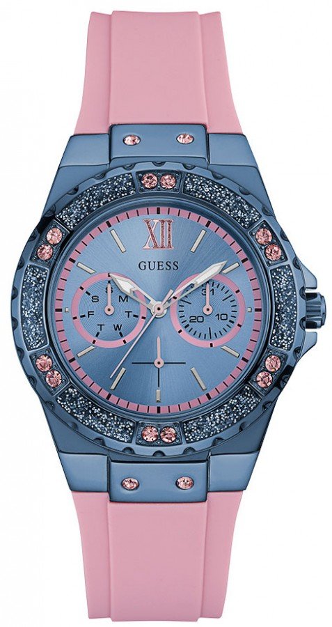 Guess Limelight Blue Dial Pink Rubber Strap Watch For Women - W0775L5 Buy Now By Guess