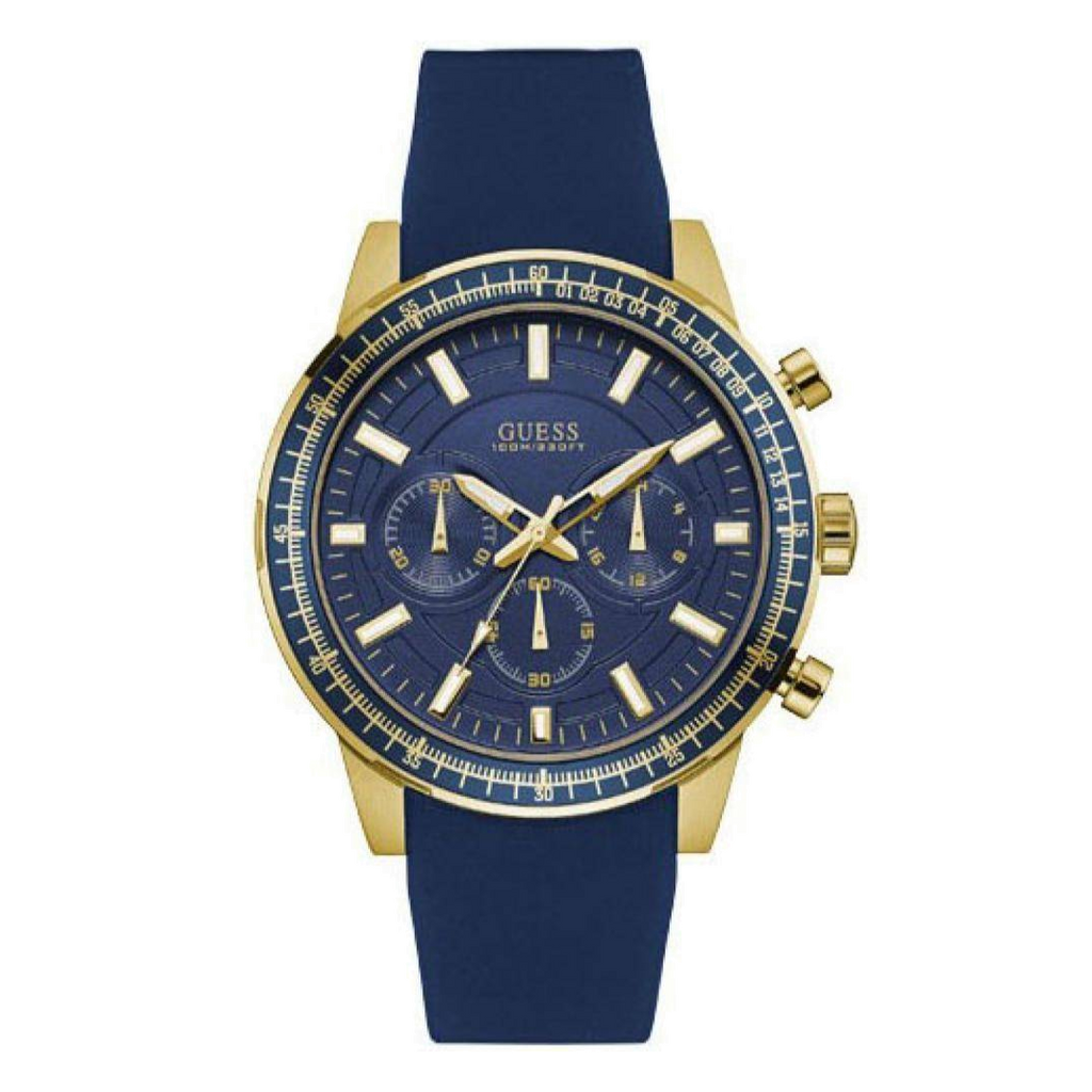 Guess Fuel Chronograph Blue Dial Blue Rubber Strap Watch for Men - W0802G2 Buy Now By Guess