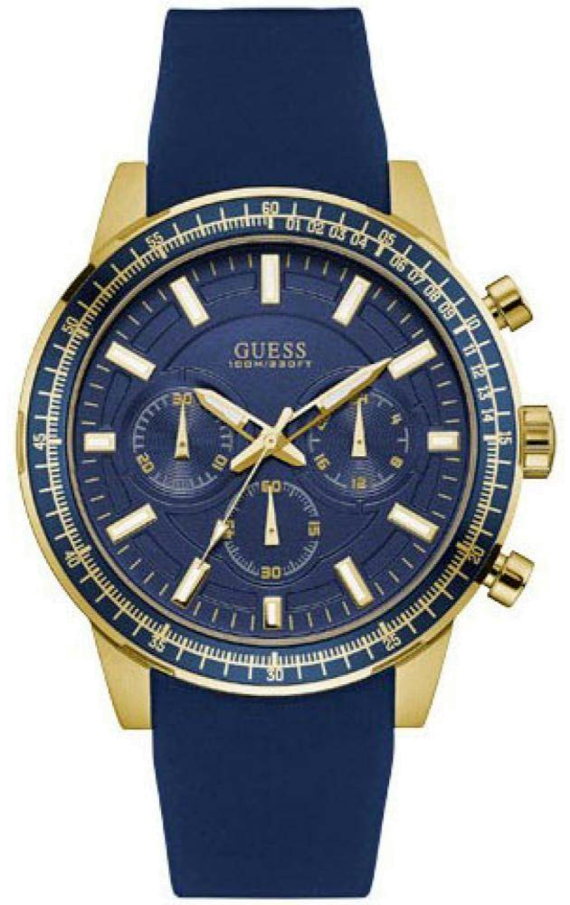 Guess Fuel Chronograph Blue Dial Blue Rubber Strap Watch for Men - W0802G2 Buy Now By Guess